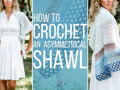 How to Crochet an Easy Asymmetrical Triangle Shawl - Free Pattern!