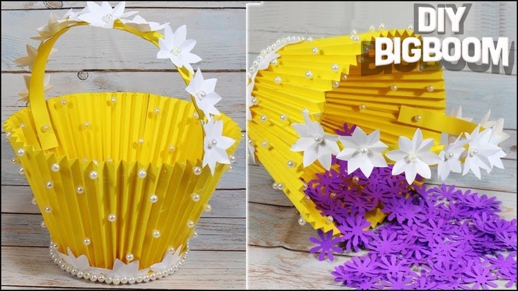How to make flower basket with paper | Beautiful and Simple way | 2018