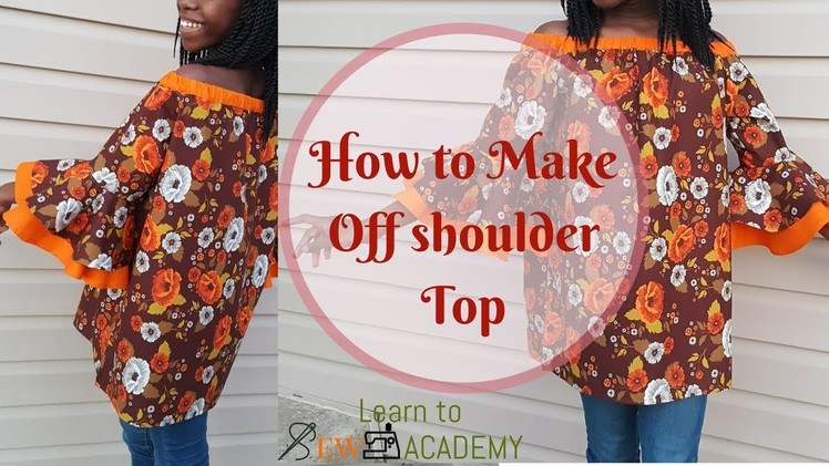 How to Make Off Shoulder Top or Dress with Bell Sleeves| Cutting and Sewing Off-Shoulder Top. Dress