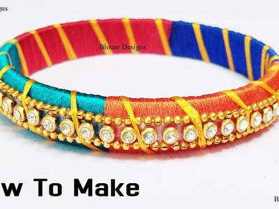 How to make silk thread bangles in telugu. silk thread jewellery making. bridal tutorial