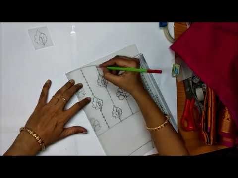 How to trace design on blouse matching with Saree in easy way - Aari embroidery. Maggam work