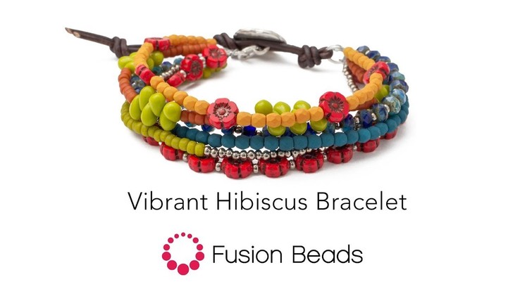 Let Cody show you how to string up the Vibrant Hibiscus Bracelet by Fusion Bead