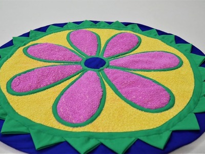 Reuse Old Towel To Make a Beautiful Table Mat.Floor Mat.Doormat.Puja Aasan.Carpet
