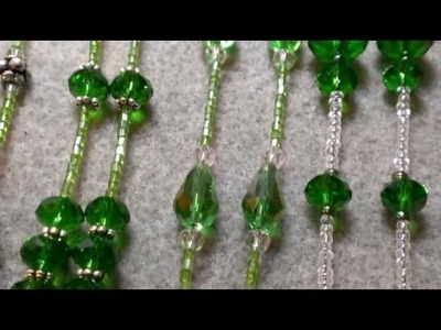 Beaded Lanyards with Green Crystals
