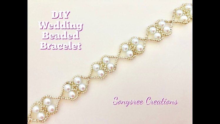 Beaded Wedding Bracelet. Easy Beading. How to make beaded bracelet
