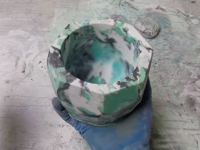 Cactus Planter!!!  Secrets of perfect concrete marbling, step by step.