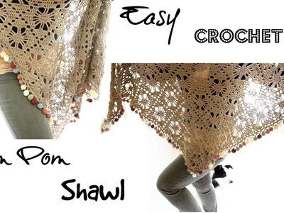 Crochet Pom pomSunshine  shawl Tutorial!!