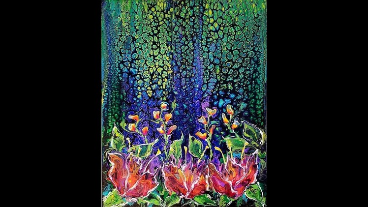 DA62 Acrylic Pouring Swipe on Black Abstract Flowers and More with Sandra Lett 050818