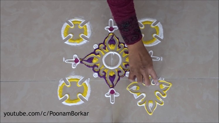 Daily rangoli design series #11 | Easy, small and quick rangoli designs for beginners