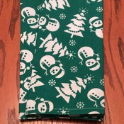 Dinner Napkins - Christmas Dinner Napkins - Green and White - Snowmen and Christmas Trees - Handmade