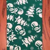 Dinner Napkins - Christmas Dinner Napkins - Green and White - Snowmen and Christmas Trees - Handmade