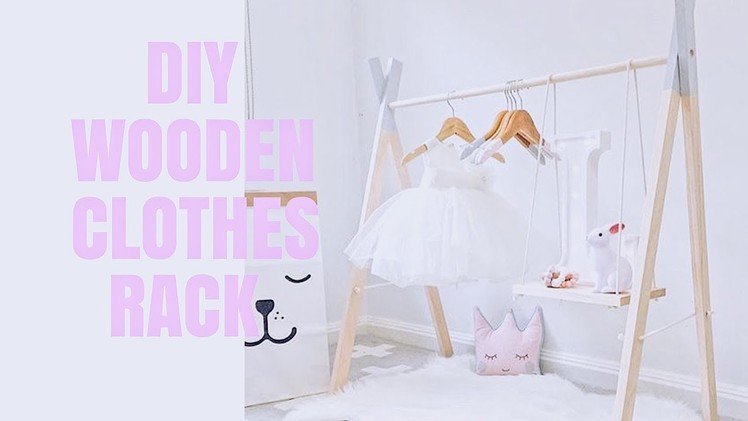 DIY CUTE BABY GIRL WOODEN CLOTHES RACK WITH SWING SHELVES | BABY GIRL NURSERY DECOR