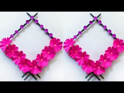 Diy paper flower wall hanging.Simple and beautiful wall hanging.Wall decoration by KovaiCraft #18