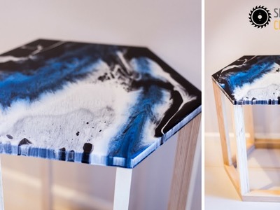 DIY | Side table with resin art top #rocklerplywoodchallenge