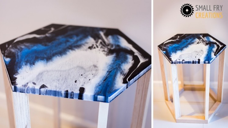 DIY | Side table with resin art top #rocklerplywoodchallenge