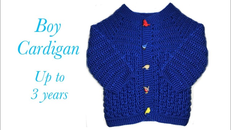 Easy Crochet baby boy cardigan | sweater with buttons for 9-12 months #139 by Crochet for Baby