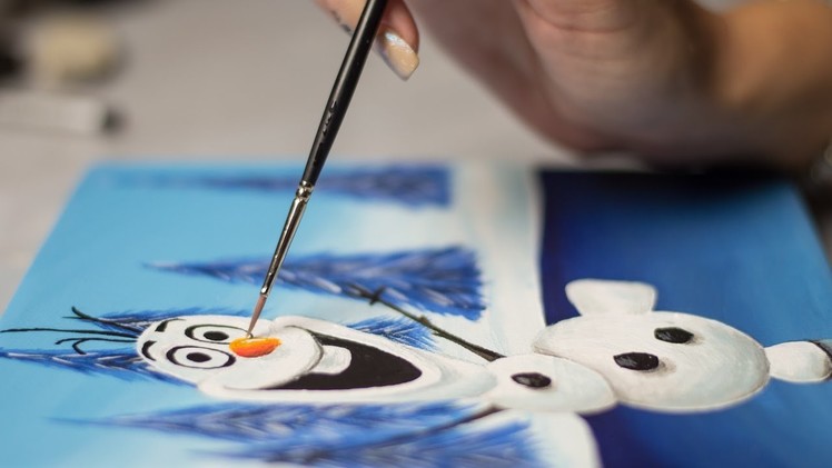 Frozen Snowman Olaf - Acrylic painting.Homemade Illustration (4k)