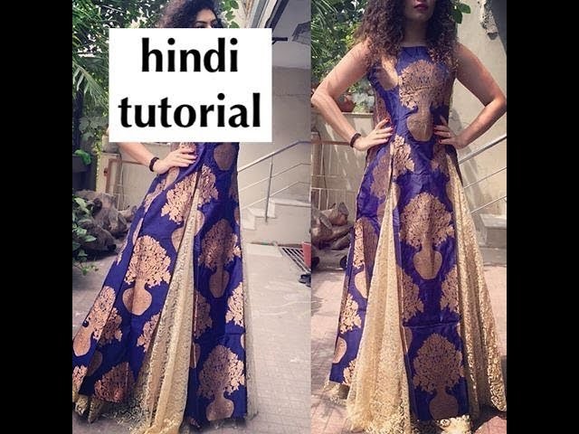 [hindi] Double Slit dress Cutting & Making step by step.easy metered