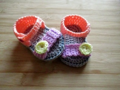 How to crochet Baby Sandals - Happy Crochet Club tutorial sole 3-6 months 4"