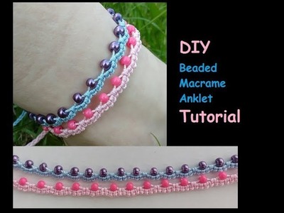 How to Make a Beaded Macrame Anklet [Ankle Bracelet] Tutorial