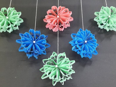 How to make Beautiful Wall Hanging with Paper Flowers - Room Decor Ideas