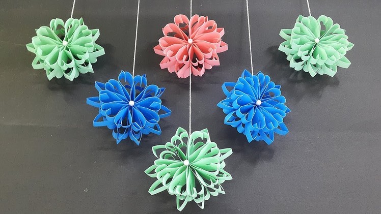How to make Beautiful Wall Hanging with Paper Flowers - Room Decor Ideas