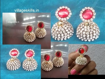 How to make party wear jhumkas with out silk thread,DIY jhumkas, jewellery,fashion unique earrings,