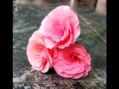 How to make Pretty Crepe Paper Flowers Easy (flower # 273)