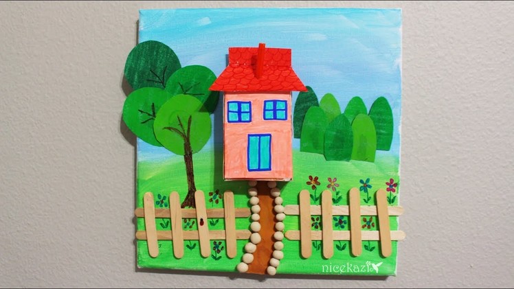 Kids summer crafts house project: Made with juice box