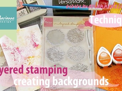Layered stamping | Creating backgrounds with stamps | Marianne Design Cardmaking