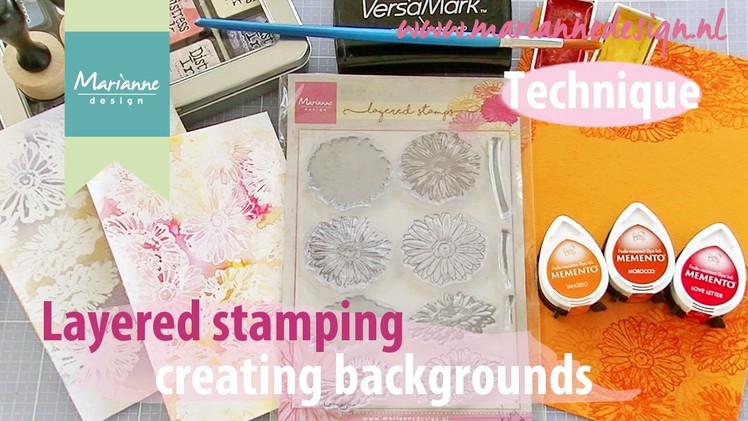 Layered stamping | Creating backgrounds with stamps | Marianne Design Cardmaking