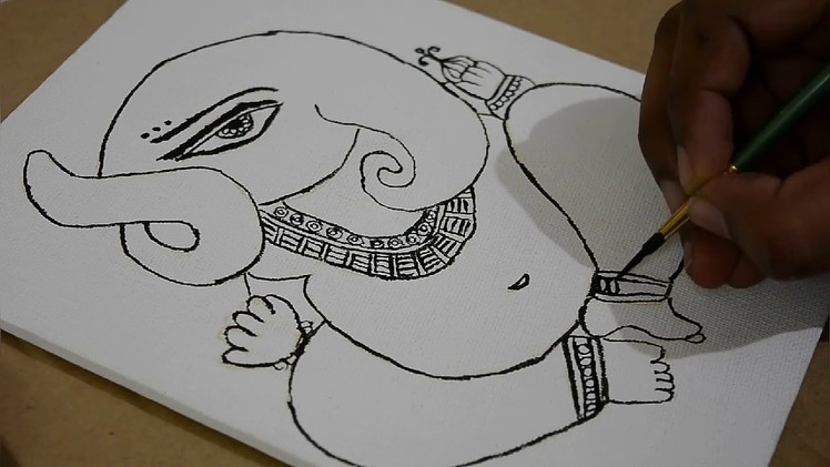 Madhubani Ganesha| Kachni style| Full tutorial| Folk Art | Happy Place