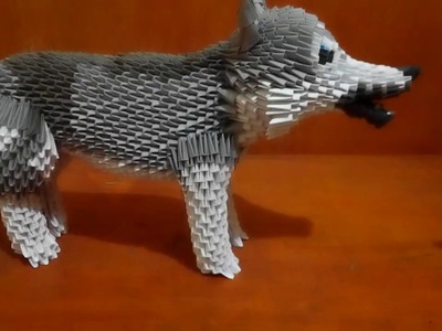 Paper craft 3d origami husky. wolf