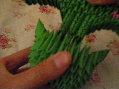 3d origami HOW TO:green fan-tailed peacock