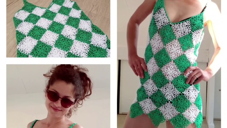 Beach Cover Up Dress with Granny Squares.