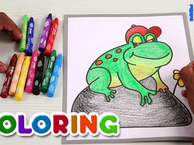 Coloring with Crayons | Coloring the Frog with Crayons | Coloring With Crayons for Children