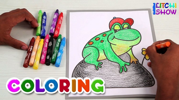 Coloring with Crayons | Coloring the Frog with Crayons | Coloring With Crayons for Children