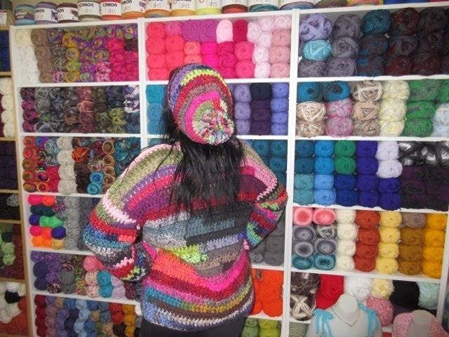 Crochet gorro con sobrantes de lanas