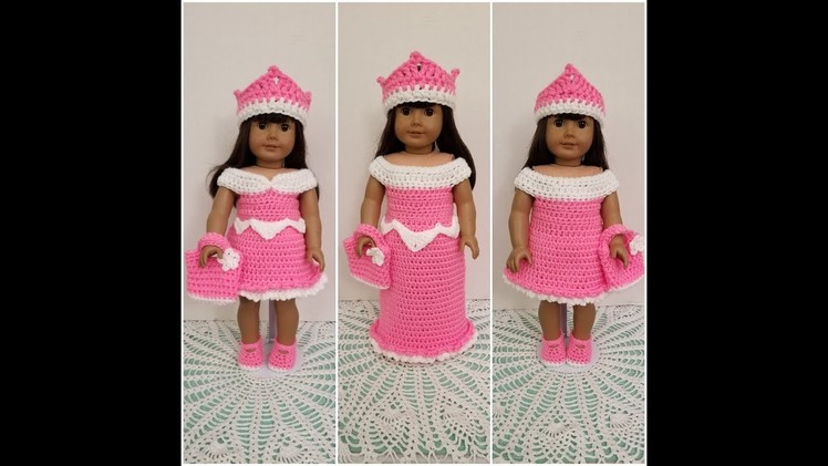 Crocheted princess Aurora dress for American Girl doll