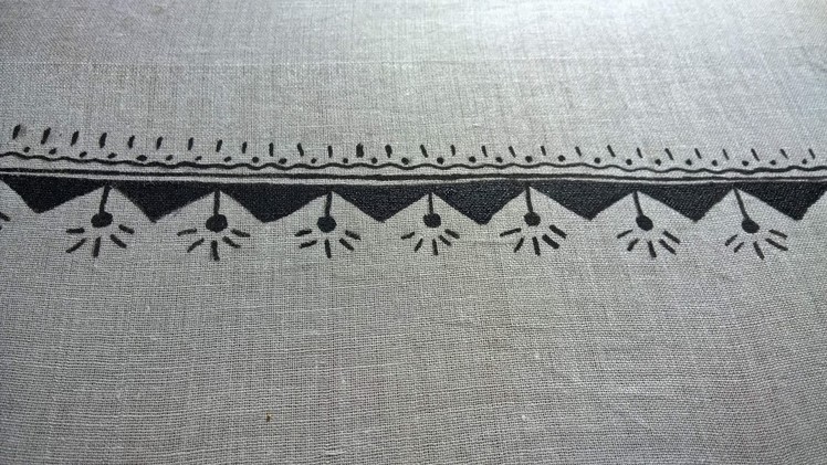 Fabric painting. Warli  painting.fabric painting easy and simple border design.