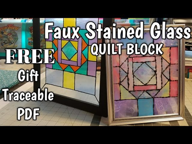 Faux Stained Glass QUILT BLOCK - Mom & Daughter Paint Day - Free Traceable PDF Gift to Subscribers