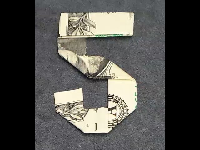 Fold Origami Dollar Bill Number 5