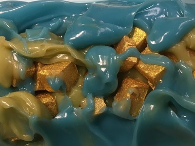 Gold Nuggets, cold process soap, making & cutting.