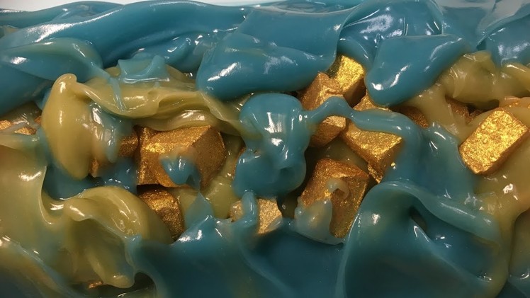 Gold Nuggets, cold process soap, making & cutting.