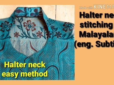Halter neck cutting & stitching malayalam (eng subtitle). Halter neck churidar tutorial malayalam