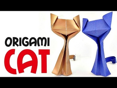 How to make easy origami animals cat (cat paper) origami for kids Tutorial step by step