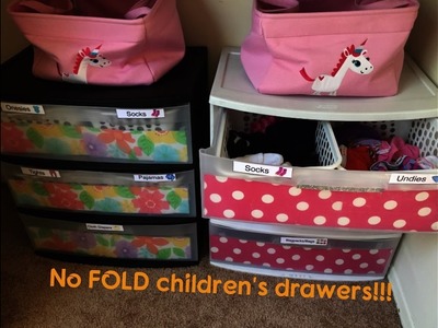 No FOLD Children's Drawers! Toddler Approved! Never fold clothes again!