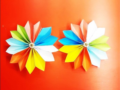 Origami Easy Paper Flower : How To Make a Flower With Color Paper Easy – Paper flower folding