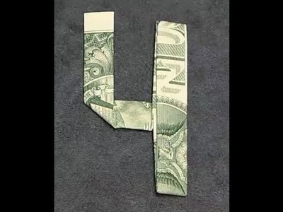 Origami Number 4 dollar bill
