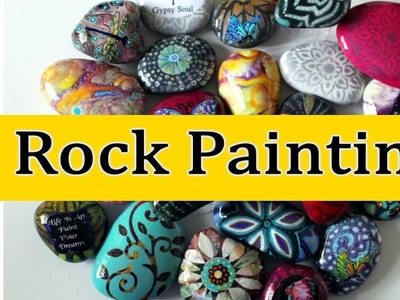 Paint Pouring on Stones Rock Painting and Embellishments with resin finish